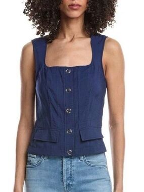 Ramy Brook Suki Vest in Spring Navy Size 10 (L) NWT